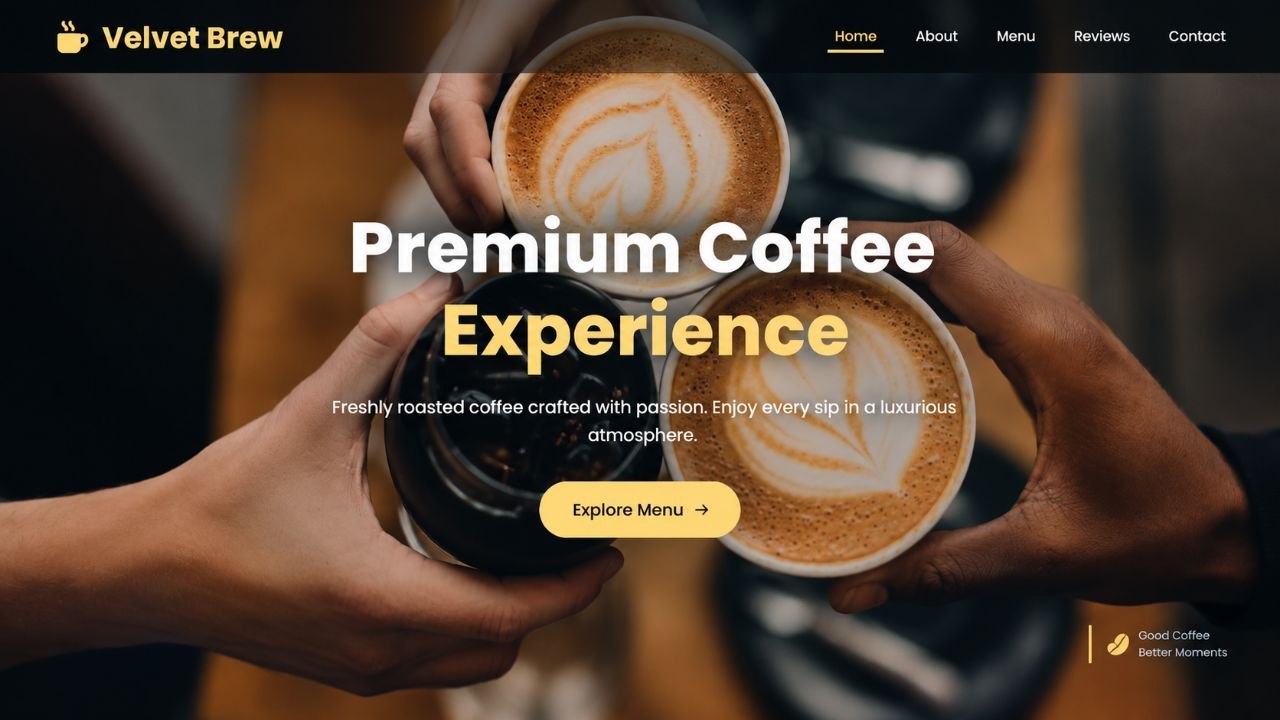 Velvet Brew Coffee website preview